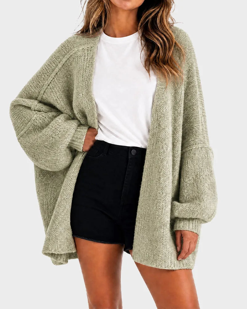 Oversized Lantern-Sleeve Knit Cardigan for Women image 24