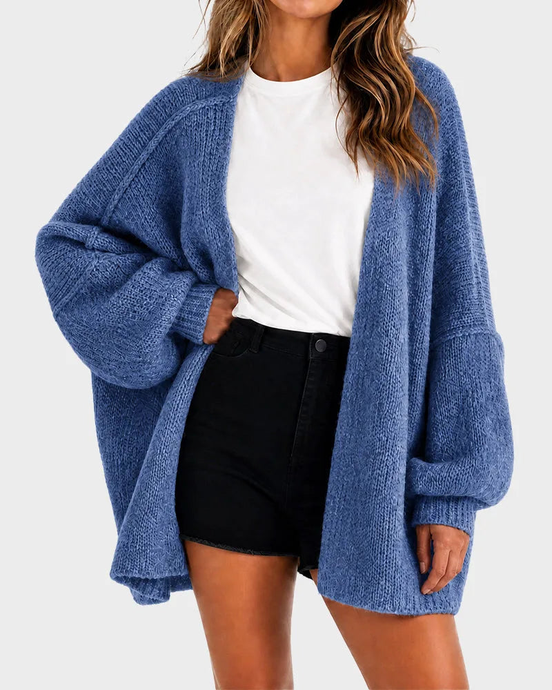 Oversized Lantern-Sleeve Knit Cardigan for Women image 25