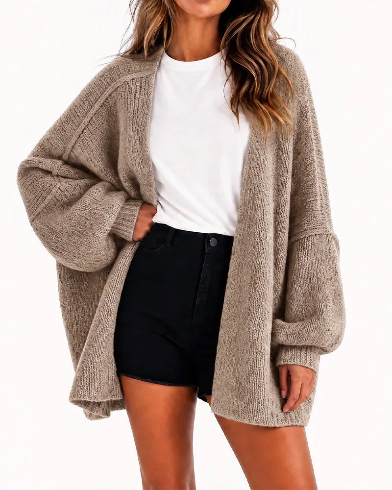 Oversized Lantern-Sleeve Knit Cardigan for Women image 26