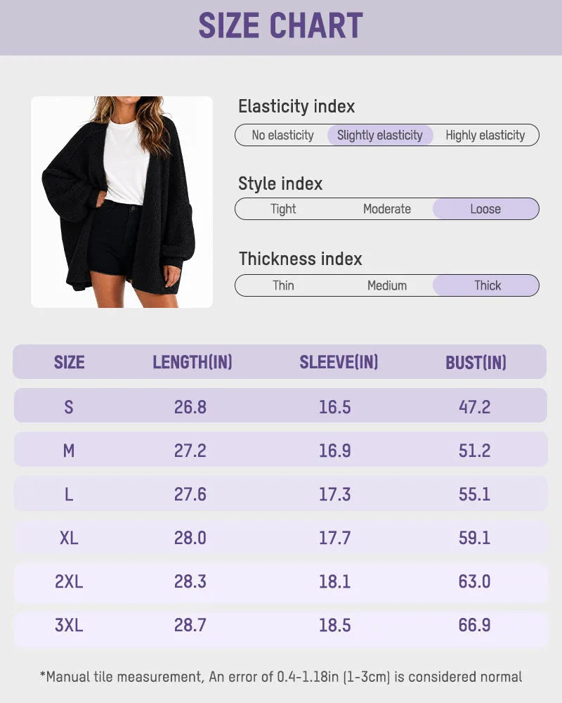Oversized Lantern-Sleeve Knit Cardigan for Women image 27