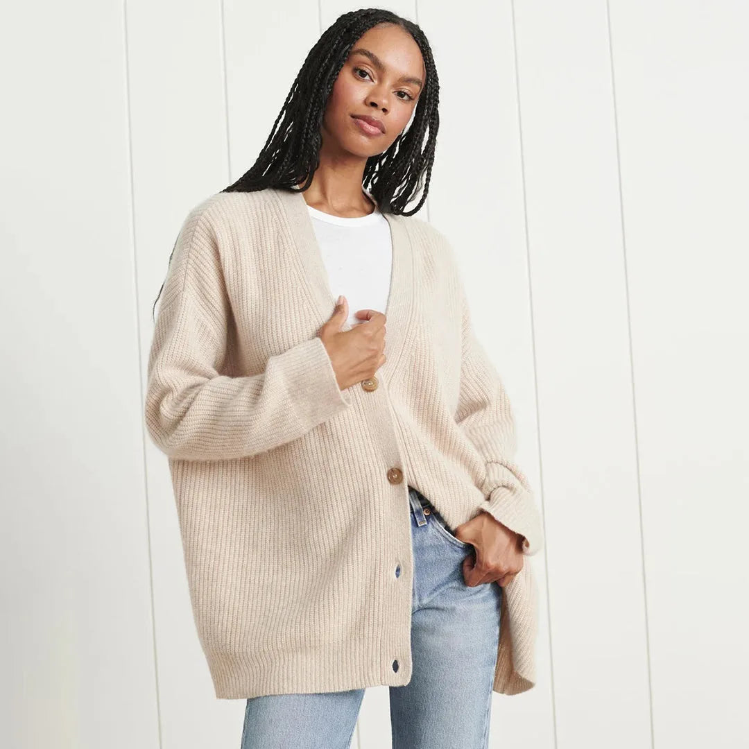 Oversized Ribbed Knit Cardigan for Women in Autumn image 11