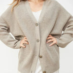 Oversized Ribbed Knit Cardigan for Women in Autumn image 14