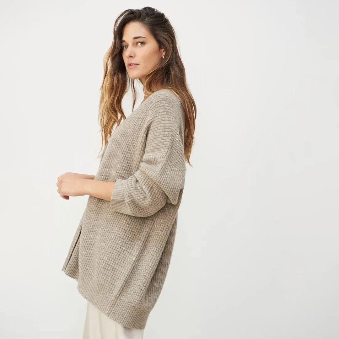 Oversized Ribbed Knit Cardigan for Women in Autumn image 15