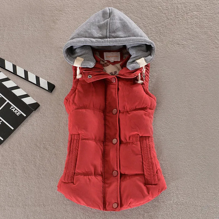 Padded Hooded Gilet for Women with Snap Buttons image 12