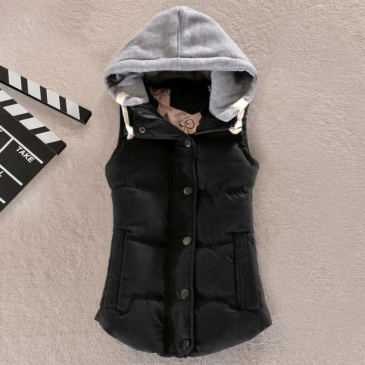 Padded Hooded Gilet for Women with Snap Buttons image 13