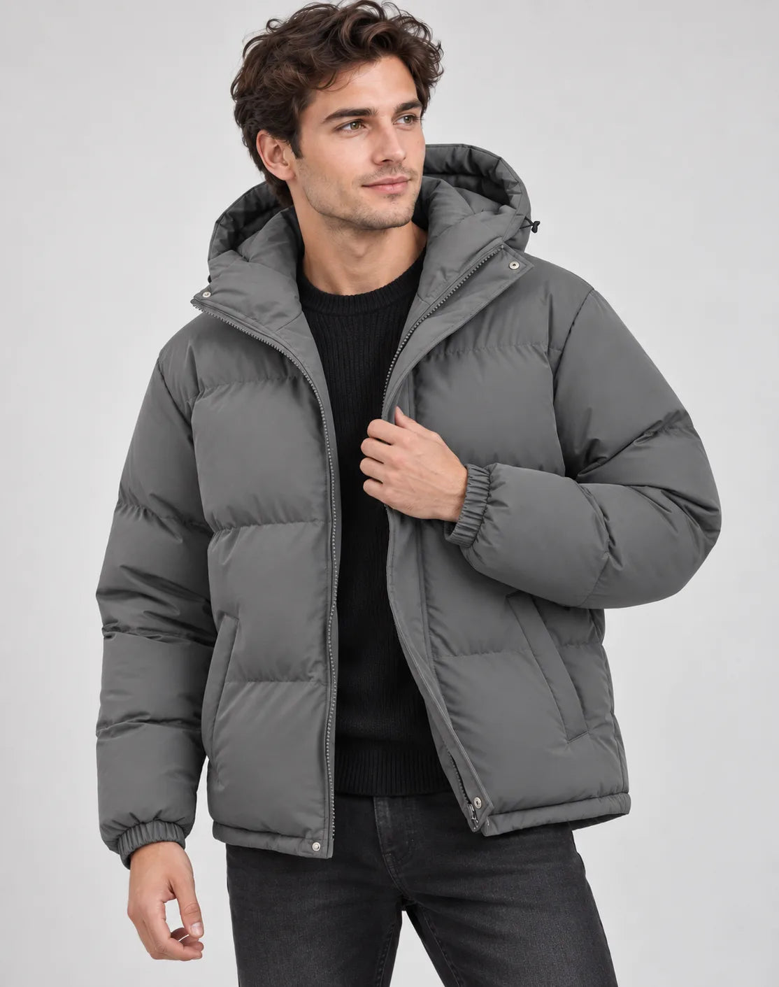 Men's Hooded Quilted Puffer Jacket for Winter image 19