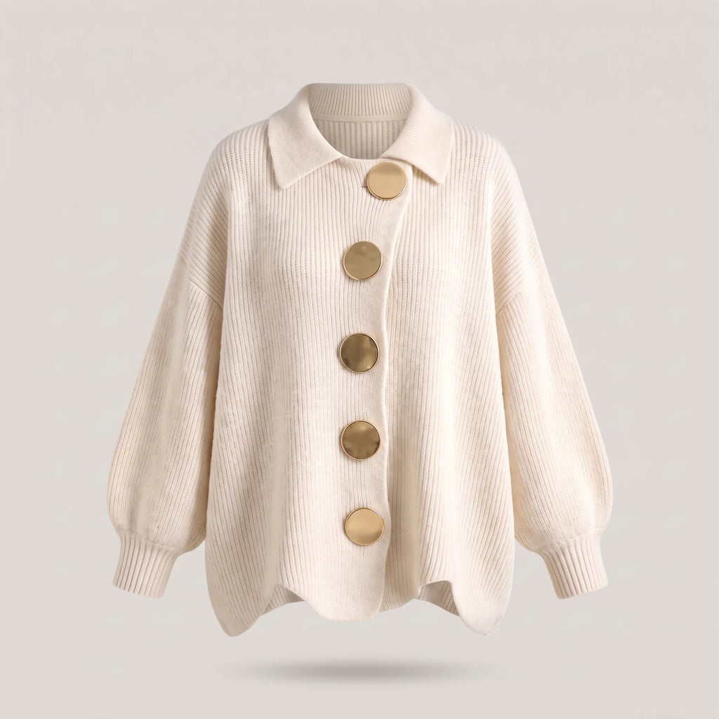 Relaxed Ribbed Knit Cardigan with Gold Buttons for Women image 10