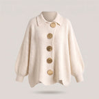Relaxed Ribbed Knit Cardigan with Gold Buttons for Women image 10