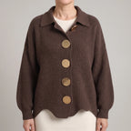 Relaxed Ribbed Knit Cardigan with Gold Buttons for Women image 11