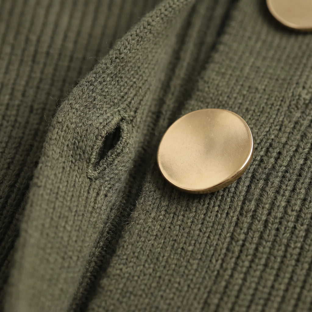 Relaxed Ribbed Knit Cardigan with Gold Buttons for Women image 12
