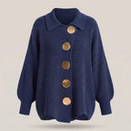 Relaxed Ribbed Knit Cardigan with Gold Buttons for Women image 13