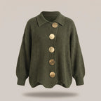 Relaxed Ribbed Knit Cardigan with Gold Buttons for Women image 9