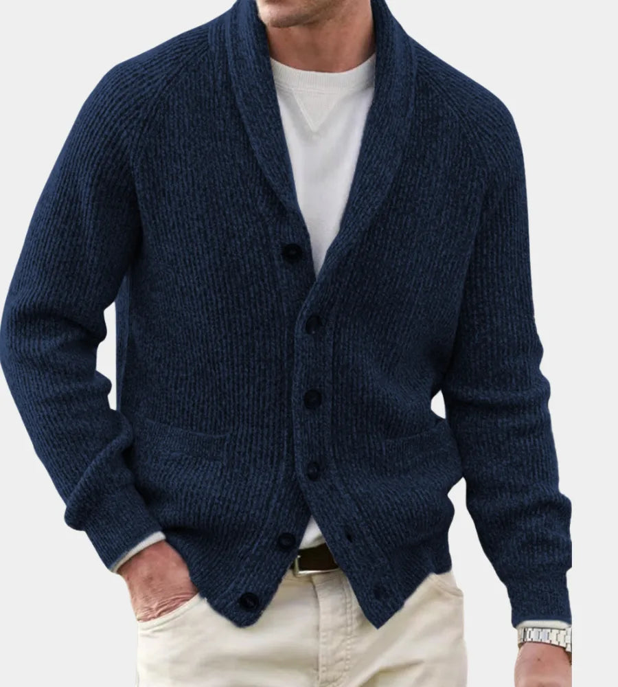 Donald | Men's Shawl Collar Ribbed Knit Cardigan