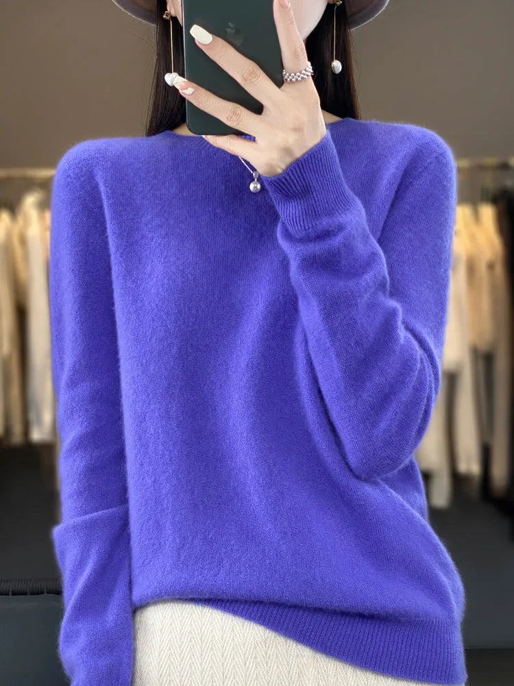 Vivid periwinkle blue jumper with dropped shoulders and ribbed wrist cuffs