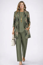 Three-Piece Cardigan, Top & Printed Trouser Set for Women image 11