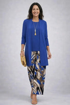 Three-Piece Cardigan, Top & Printed Trouser Set for Women image 12