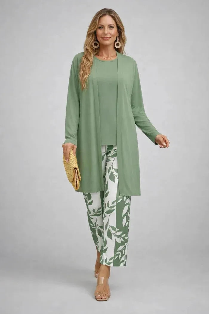 Three-Piece Cardigan, Top & Printed Trouser Set for Women image 13