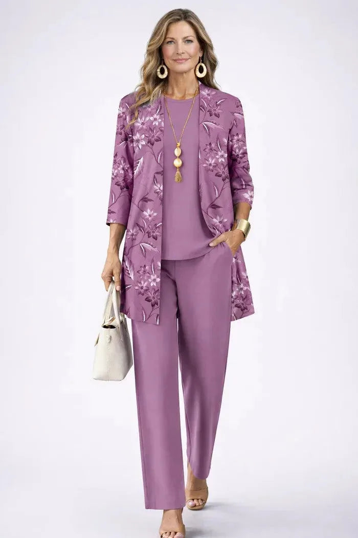 Three-Piece Cardigan, Top & Printed Trouser Set for Women image 14