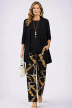 Three-Piece Cardigan, Top & Printed Trouser Set for Women image 20