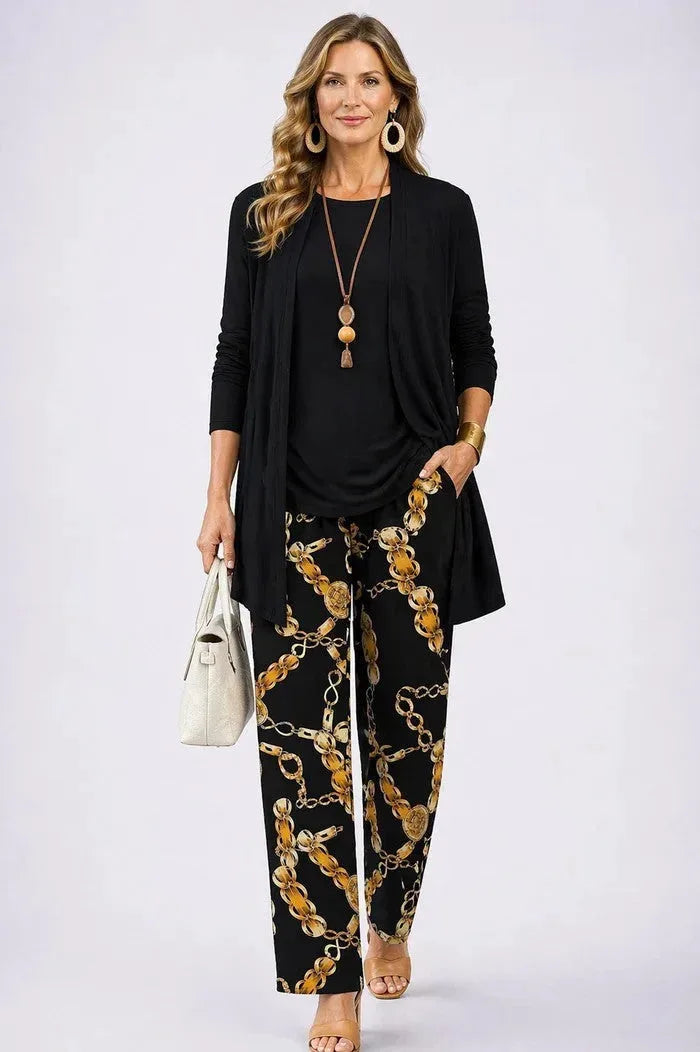 Three-Piece Cardigan, Top & Printed Trouser Set for Women image 20