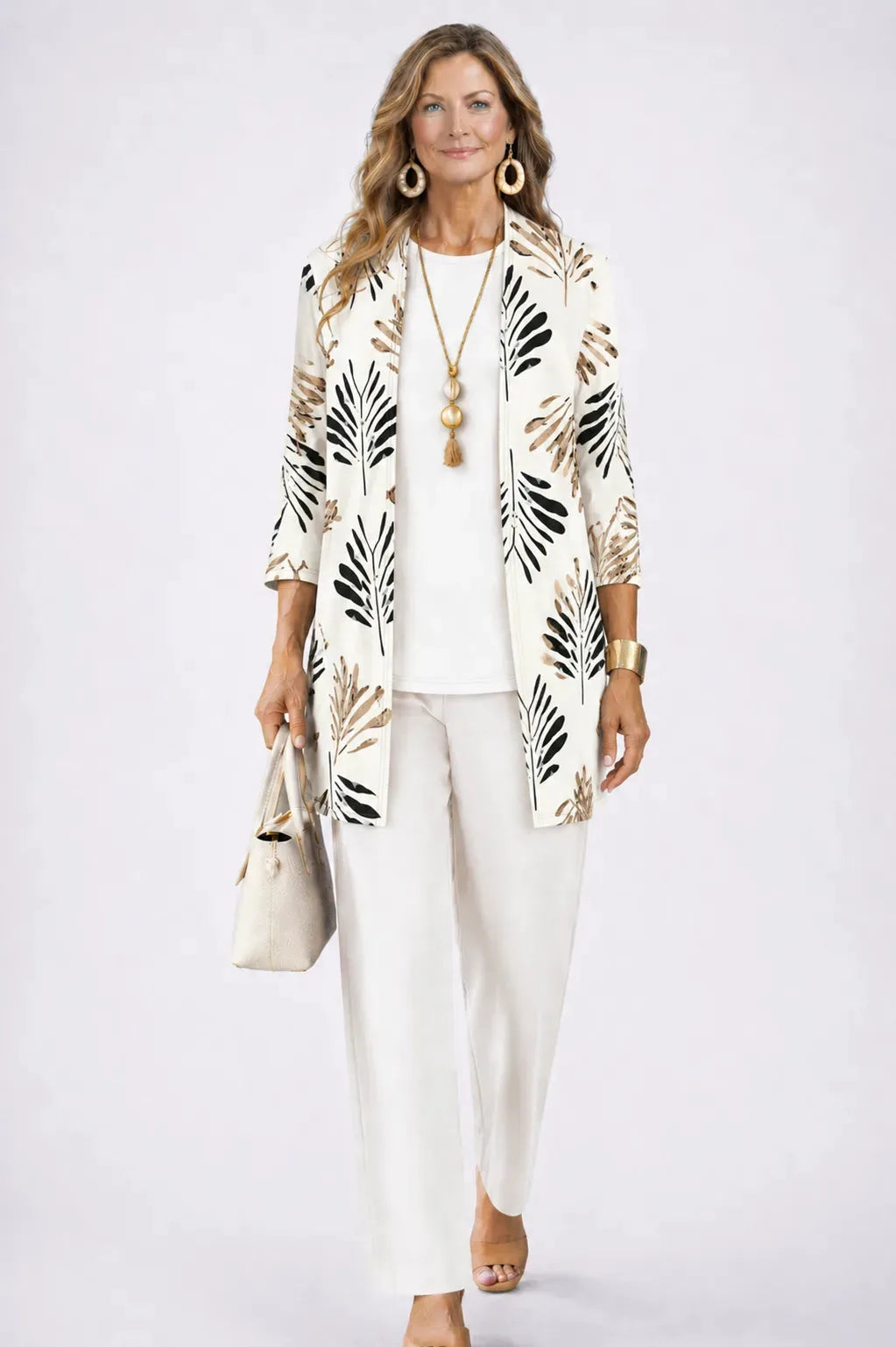 Three-Piece Cardigan, Top & Printed Trouser Set for Women image 23