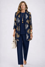 Three-Piece Cardigan, Top & Printed Trouser Set for Women image 25