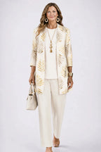 Three-Piece Cardigan, Top & Printed Trouser Set for Women image 26