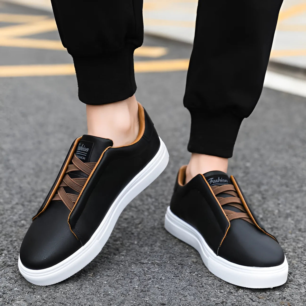 Men's Vegan Leather Slip-On Comfort Trainers image 11