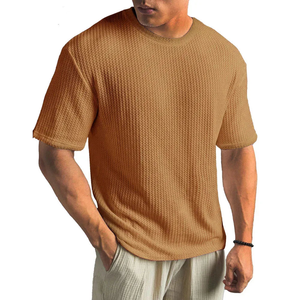 Jeremy | Waffle-Knit Crew Neck T-Shirt for Men