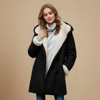 Women's Hooded Fleece-Lined Duffle Coat with Toggle Buttons image 9