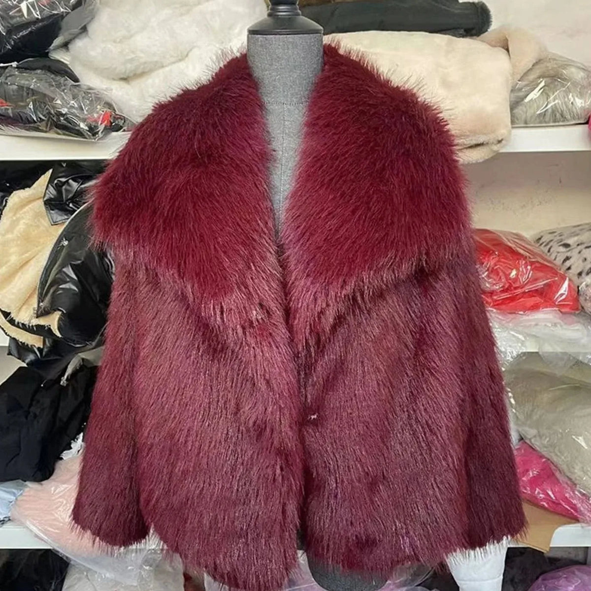 Women's Open-Front Cropped Faux Fur Jacket image 10
